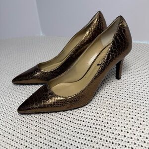 J.Renee Metallic Bronze Snakeskin Heels